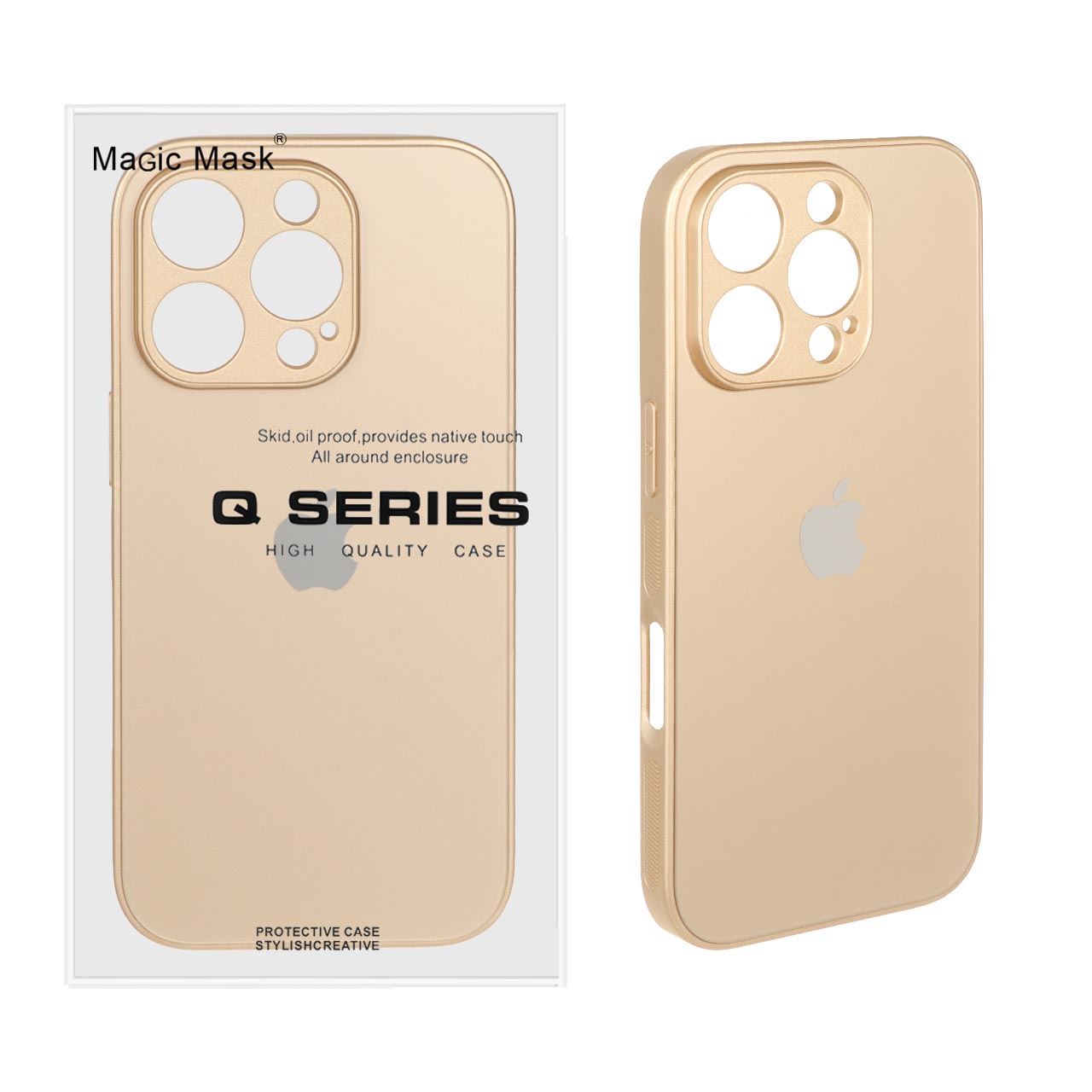 قاب اورجینال PVD ضدخش Magic Mask مدل Apple iPhone 16 Pro - طلایی (پک دار)
